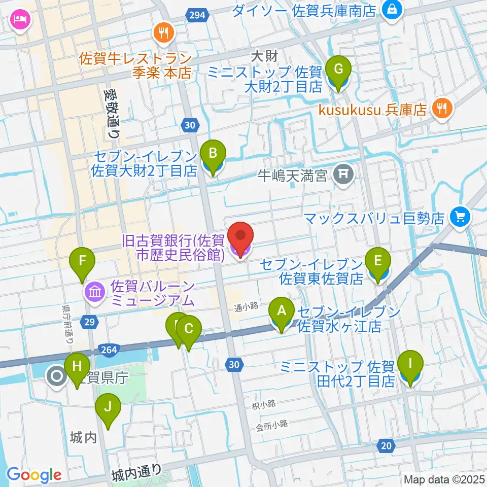 佐賀市歴史民俗館周辺のコンビニエンスストア一覧地図