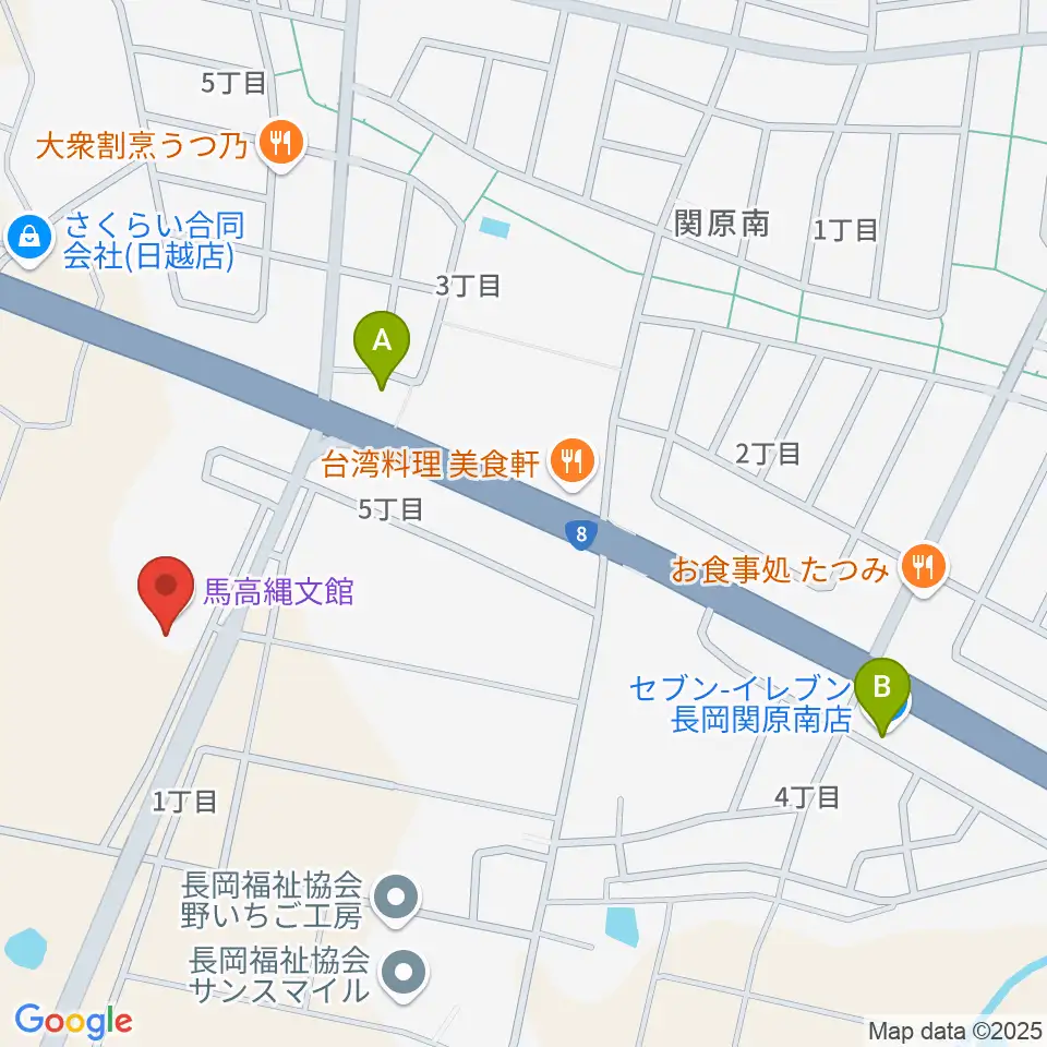 長岡市馬高縄文館周辺のコンビニエンスストア一覧地図