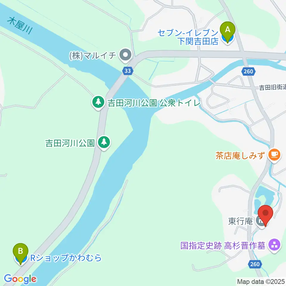 下関市立東行記念館周辺のコンビニエンスストア一覧地図