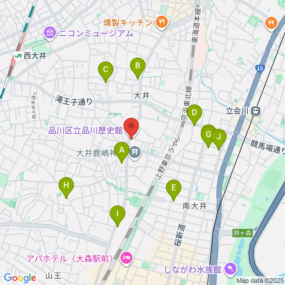 品川区立品川歴史館周辺のコンビニエンスストア一覧地図