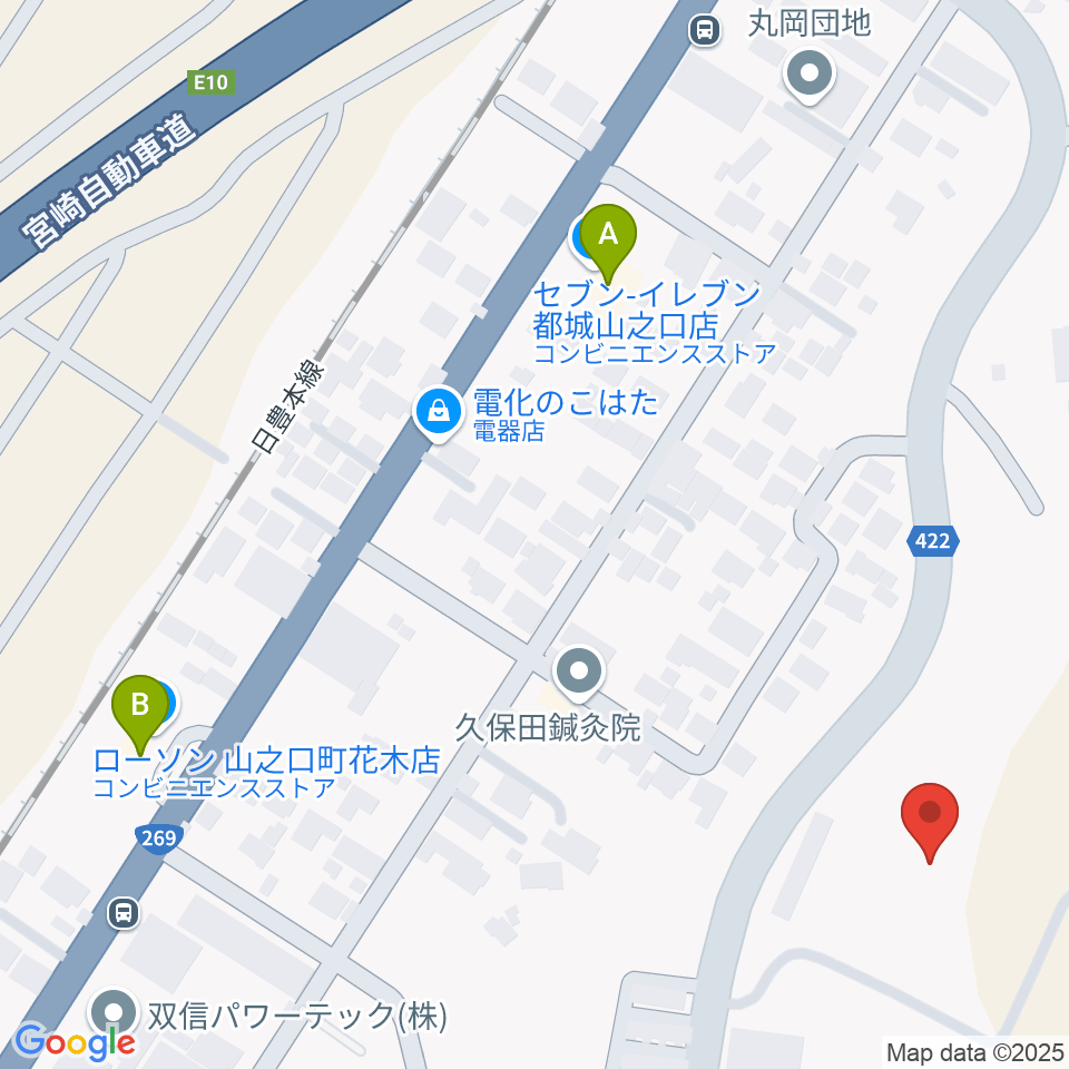 クロキリスタジアム周辺のコンビニエンスストア一覧地図