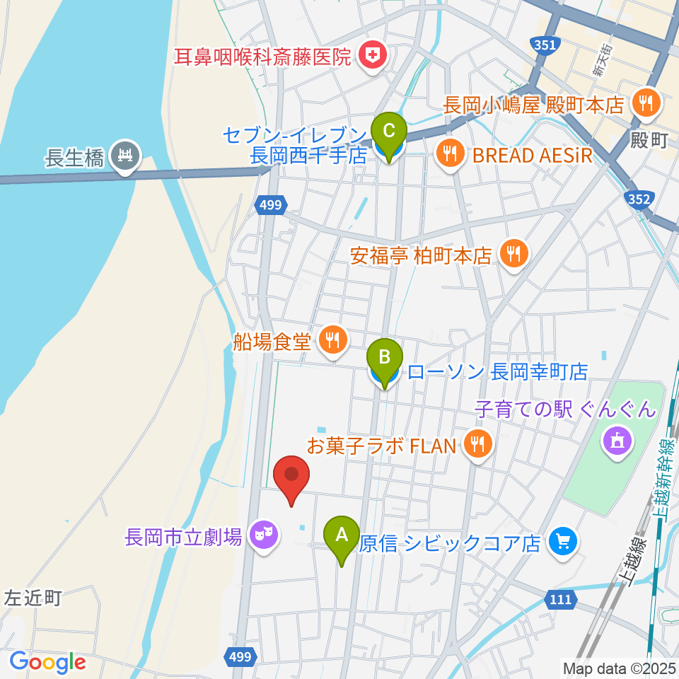 長岡市立科学博物館周辺のコンビニエンスストア一覧地図