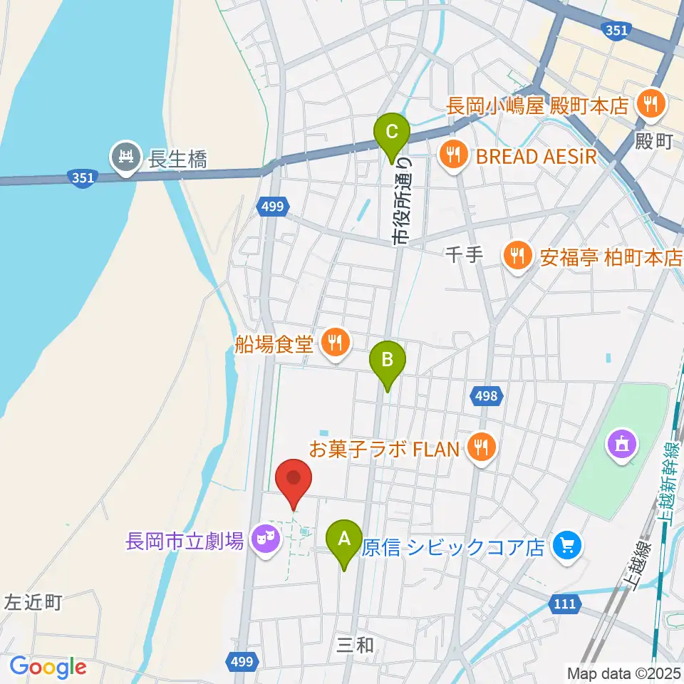 長岡市立科学博物館周辺のコンビニエンスストア一覧地図