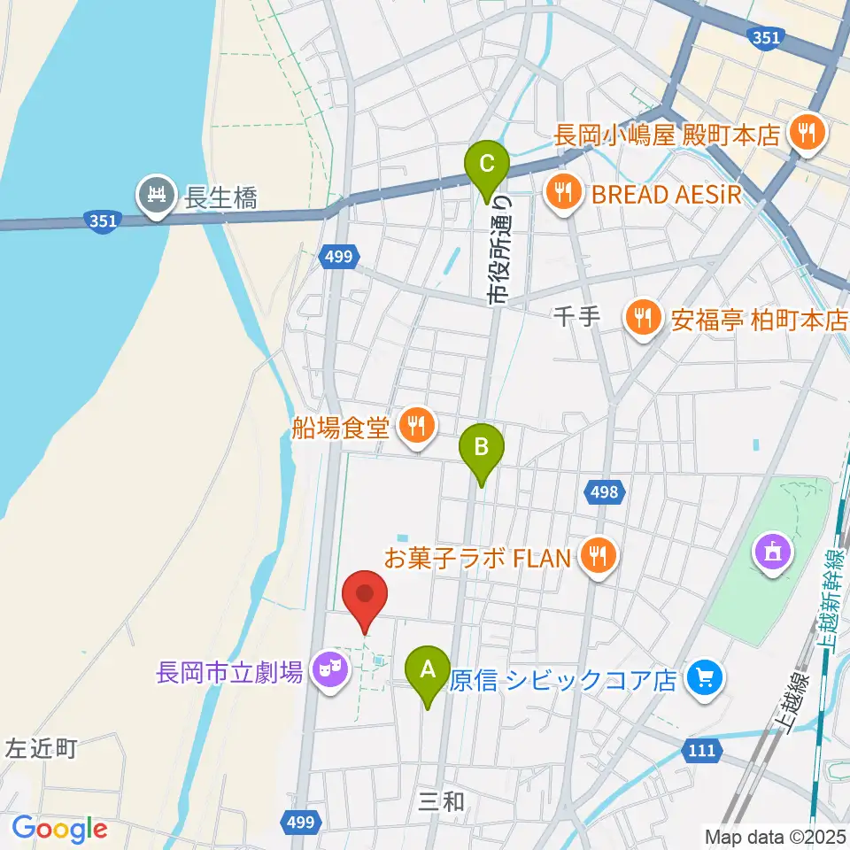 長岡市立科学博物館周辺のコンビニエンスストア一覧地図