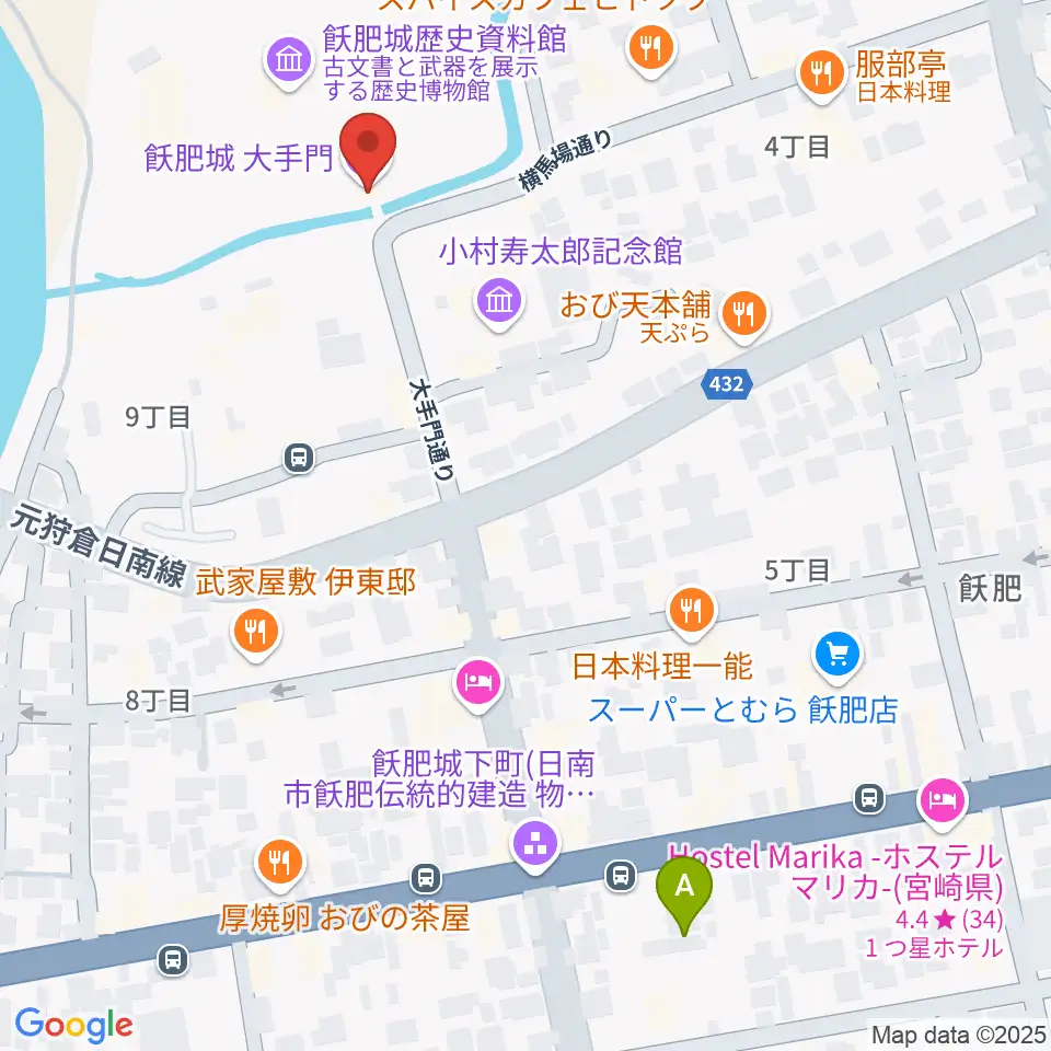 飫肥城歴史資料館周辺のコンビニエンスストア一覧地図