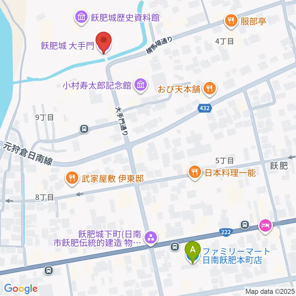 飫肥城歴史資料館周辺のコンビニエンスストア一覧地図