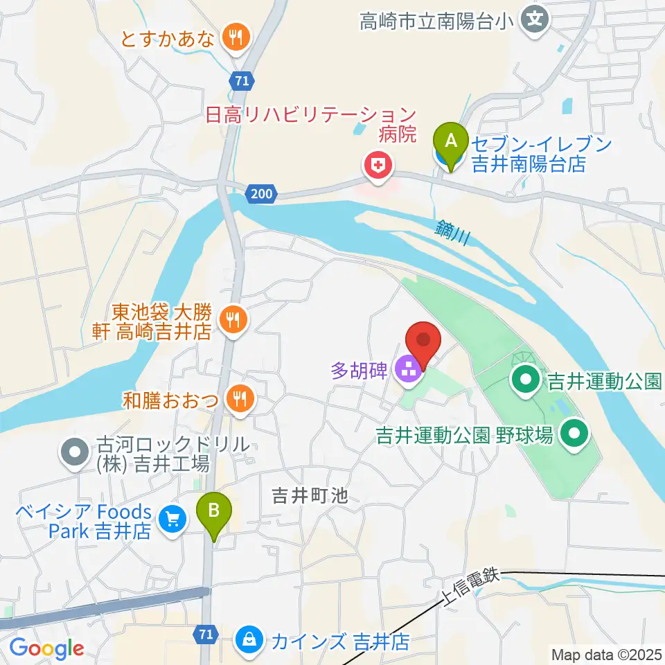 多胡碑記念館周辺のコンビニエンスストア一覧地図