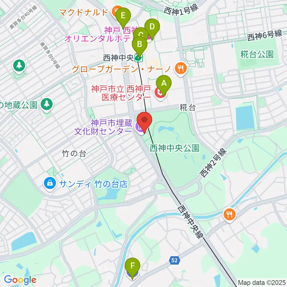 神戸市埋蔵文化財センター周辺のコンビニエンスストア一覧地図