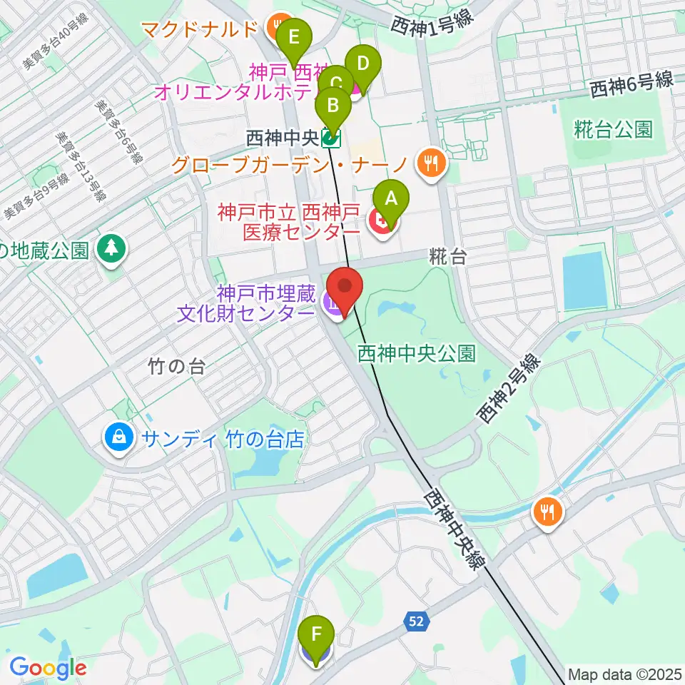 神戸市埋蔵文化財センター周辺のコンビニエンスストア一覧地図