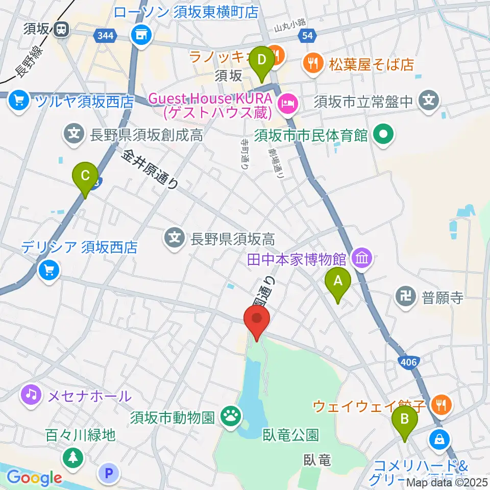 須坂市立博物館周辺のコンビニエンスストア一覧地図