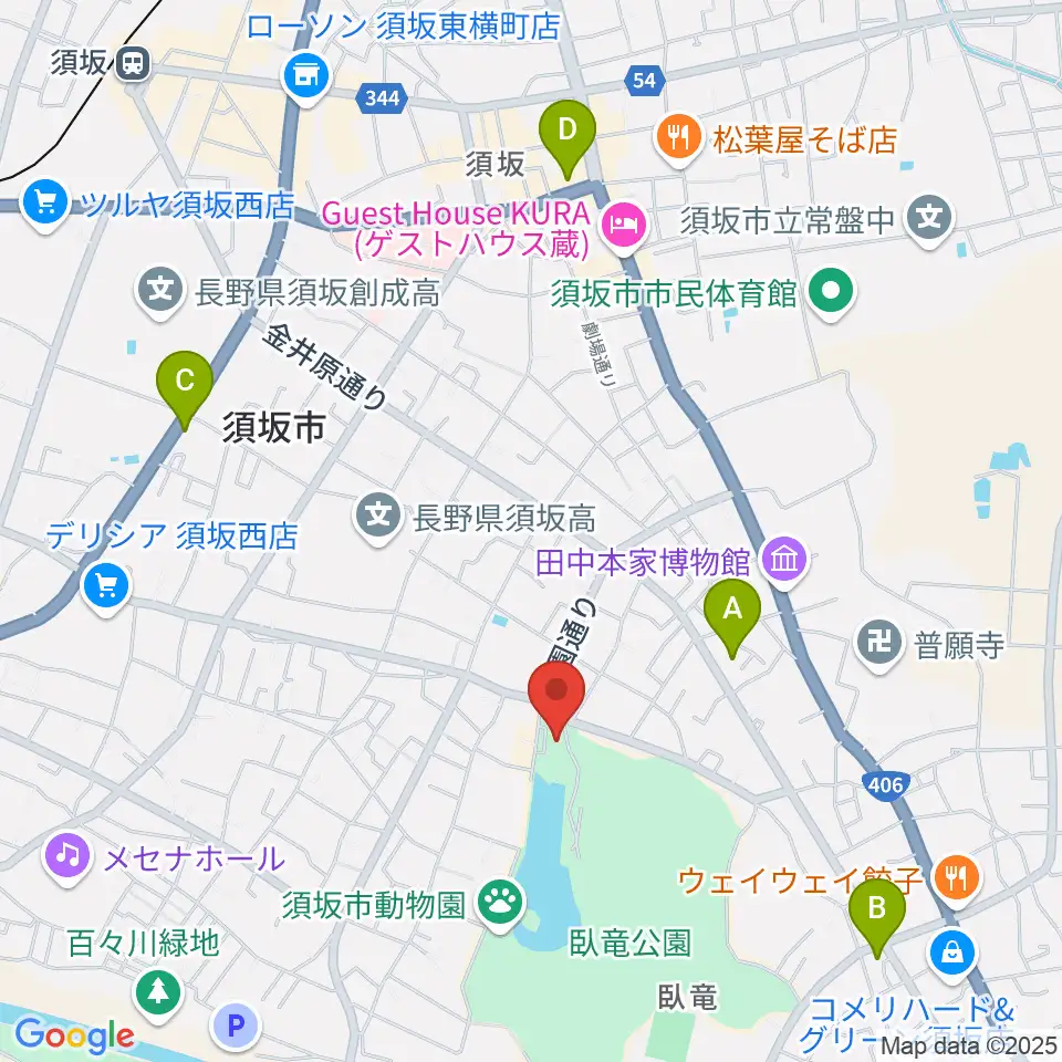 須坂市立博物館周辺のコンビニエンスストア一覧地図