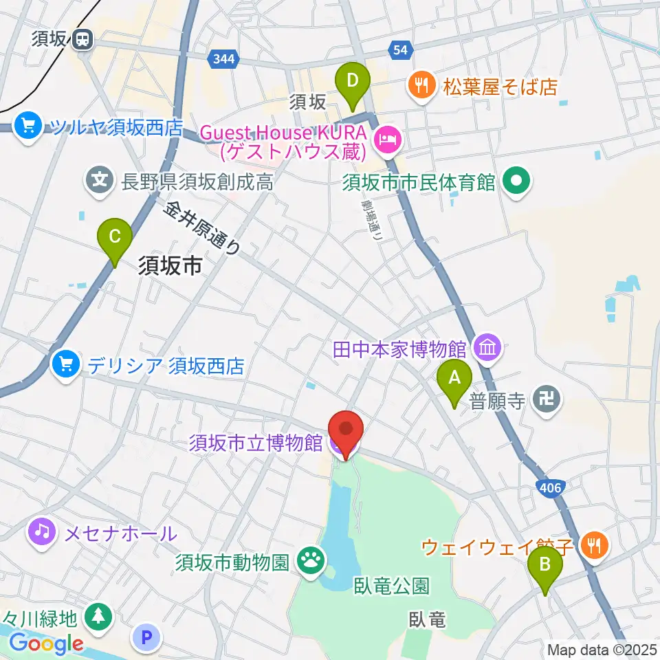 須坂市立博物館周辺のコンビニエンスストア一覧地図