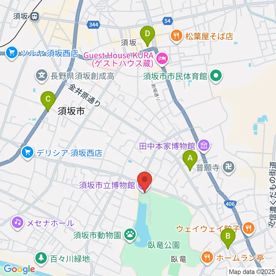 須坂市立博物館周辺のコンビニエンスストア一覧地図