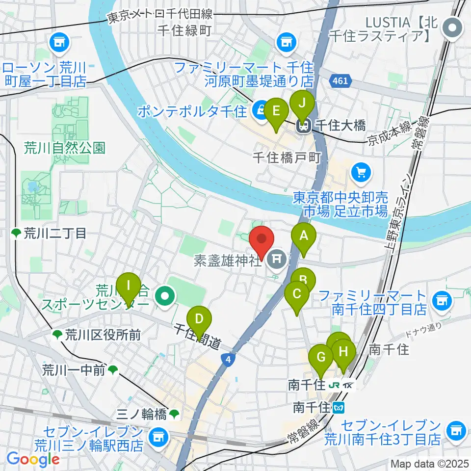 荒川ふるさと文化館周辺のコンビニエンスストア一覧地図