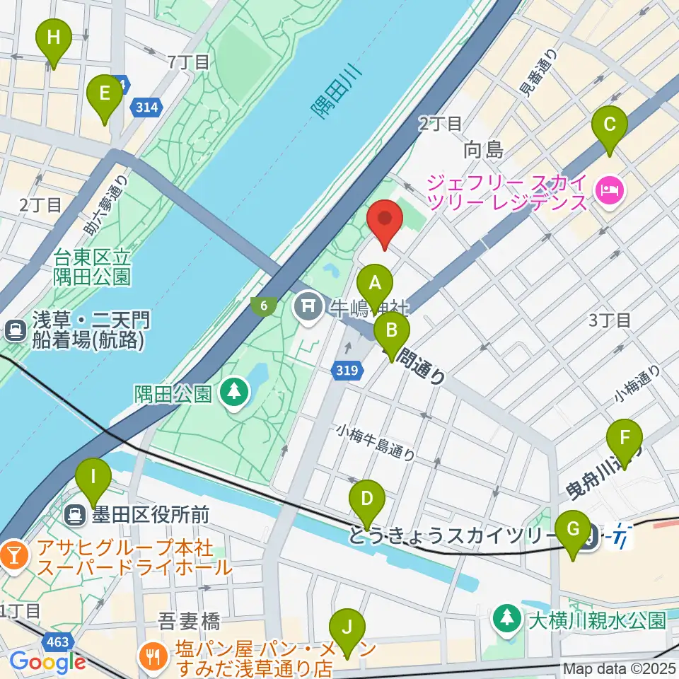 すみだ郷土文化資料館周辺のコンビニエンスストア一覧地図