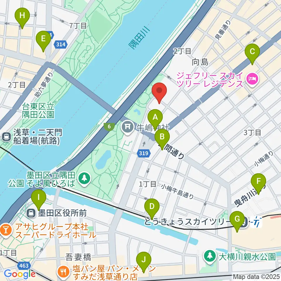すみだ郷土文化資料館周辺のコンビニエンスストア一覧地図