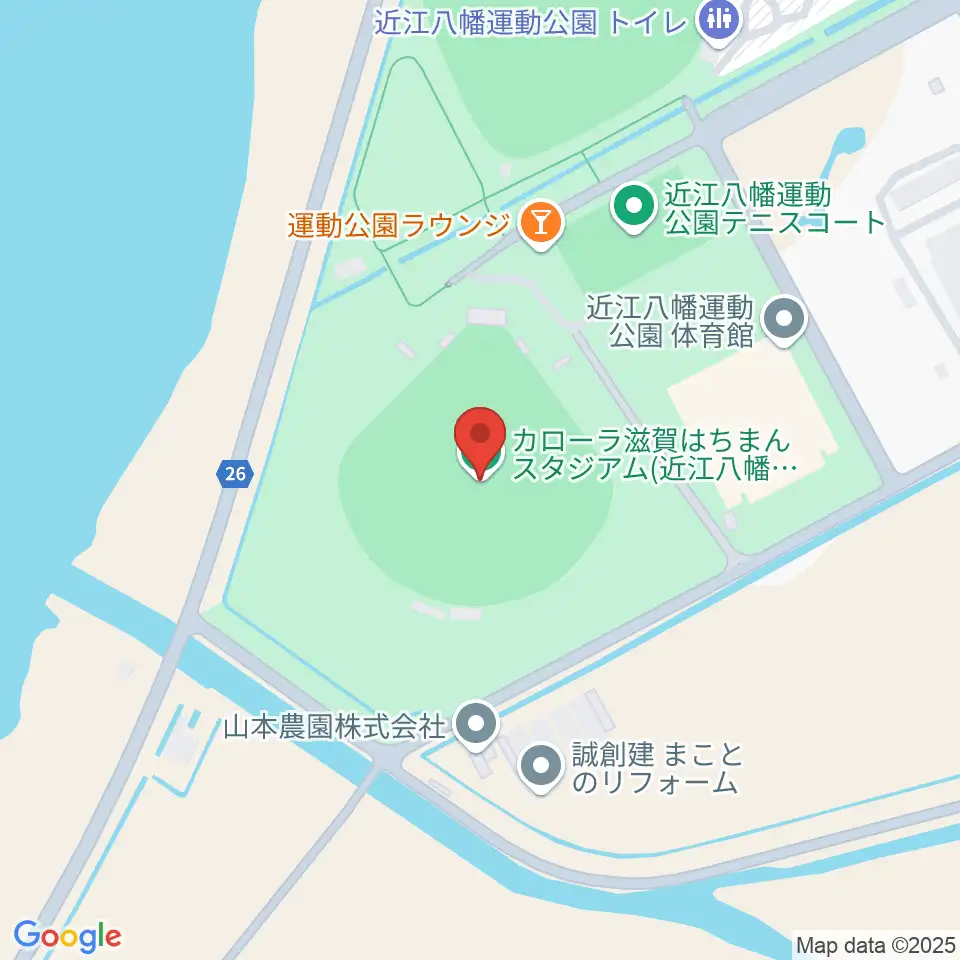 カローラ滋賀はちまんスタジアム周辺のコンビニエンスストア一覧地図