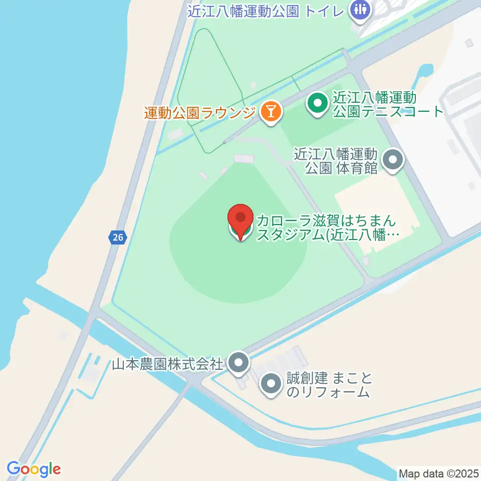 カローラ滋賀はちまんスタジアム周辺のコンビニエンスストア一覧地図