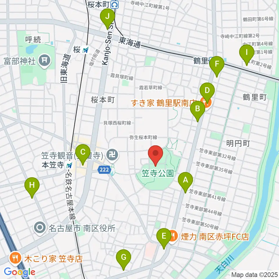 名古屋市見晴台考古資料館周辺のコンビニエンスストア一覧地図