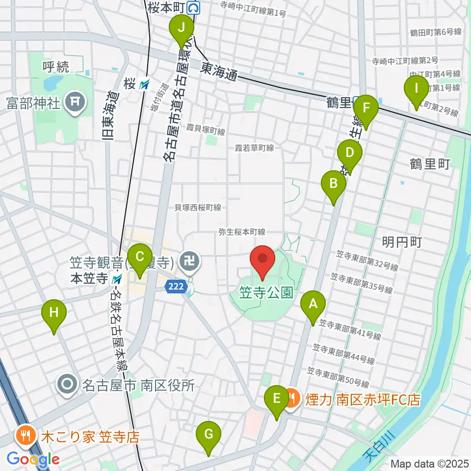 名古屋市見晴台考古資料館周辺のコンビニエンスストア一覧地図
