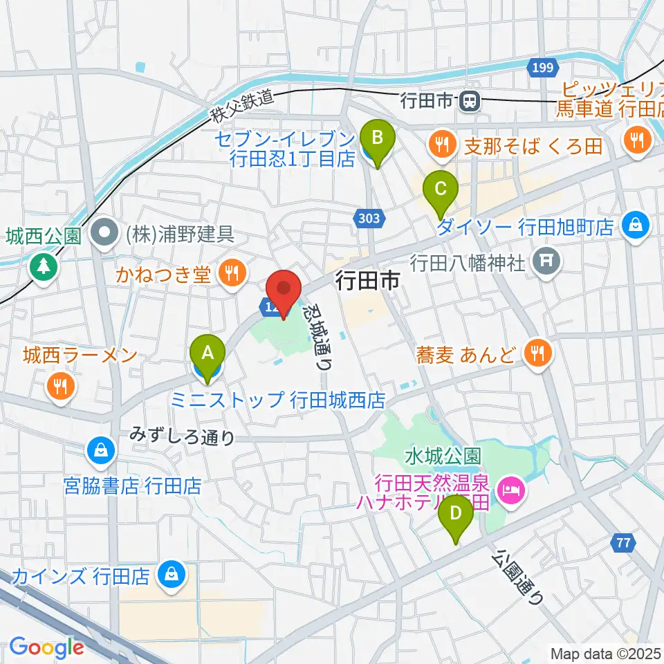 行田市郷土博物館周辺のコンビニエンスストア一覧地図