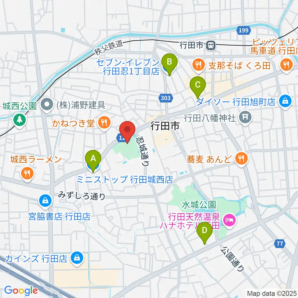 行田市郷土博物館周辺のコンビニエンスストア一覧地図