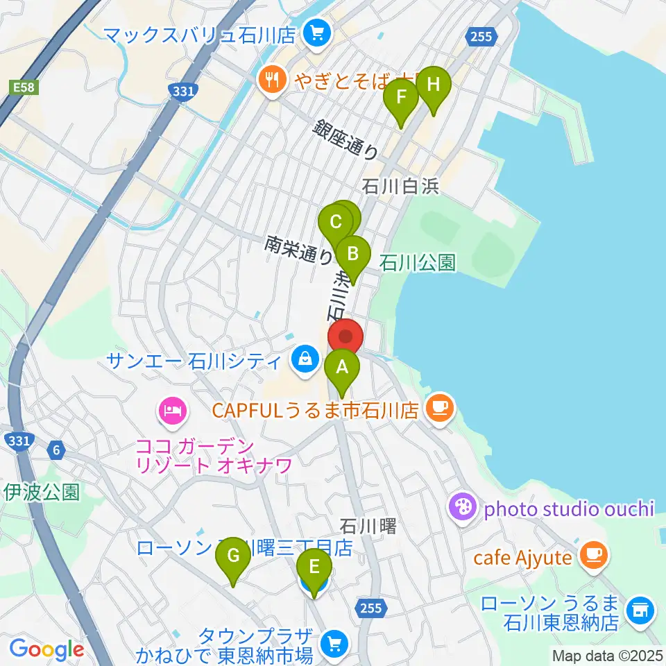 うるま市立石川歴史民俗資料館周辺のコンビニエンスストア一覧地図