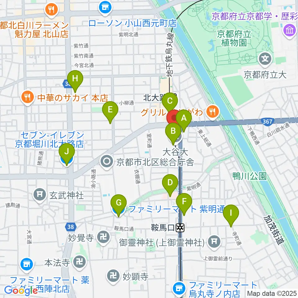 大谷大学博物館周辺のコンビニエンスストア一覧地図