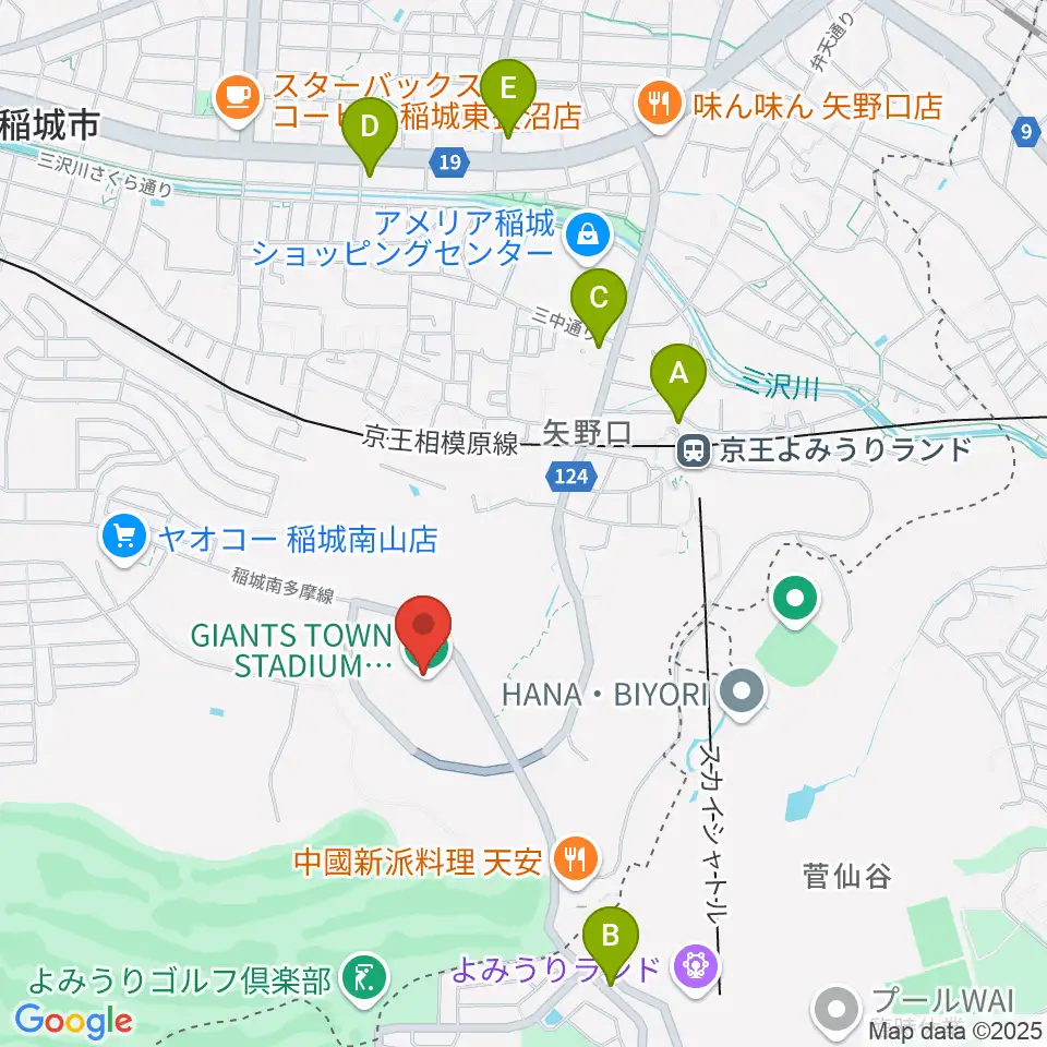 ジャイアンツタウンスタジアム周辺のコンビニエンスストア一覧地図