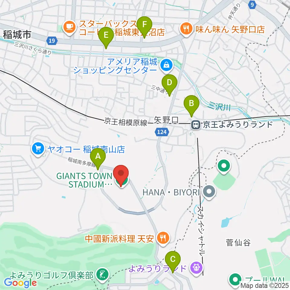 ジャイアンツタウンスタジアム周辺のコンビニエンスストア一覧地図