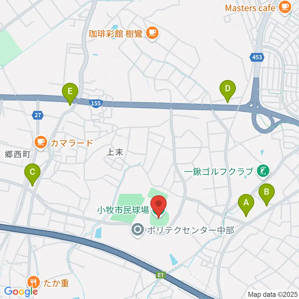 小牧市民球場周辺のコンビニエンスストア一覧地図