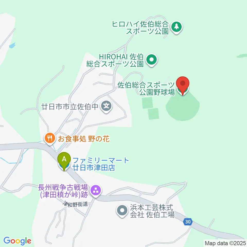 HIROHAI佐伯総合スポーツ公園野球場周辺のコンビニエンスストア一覧地図