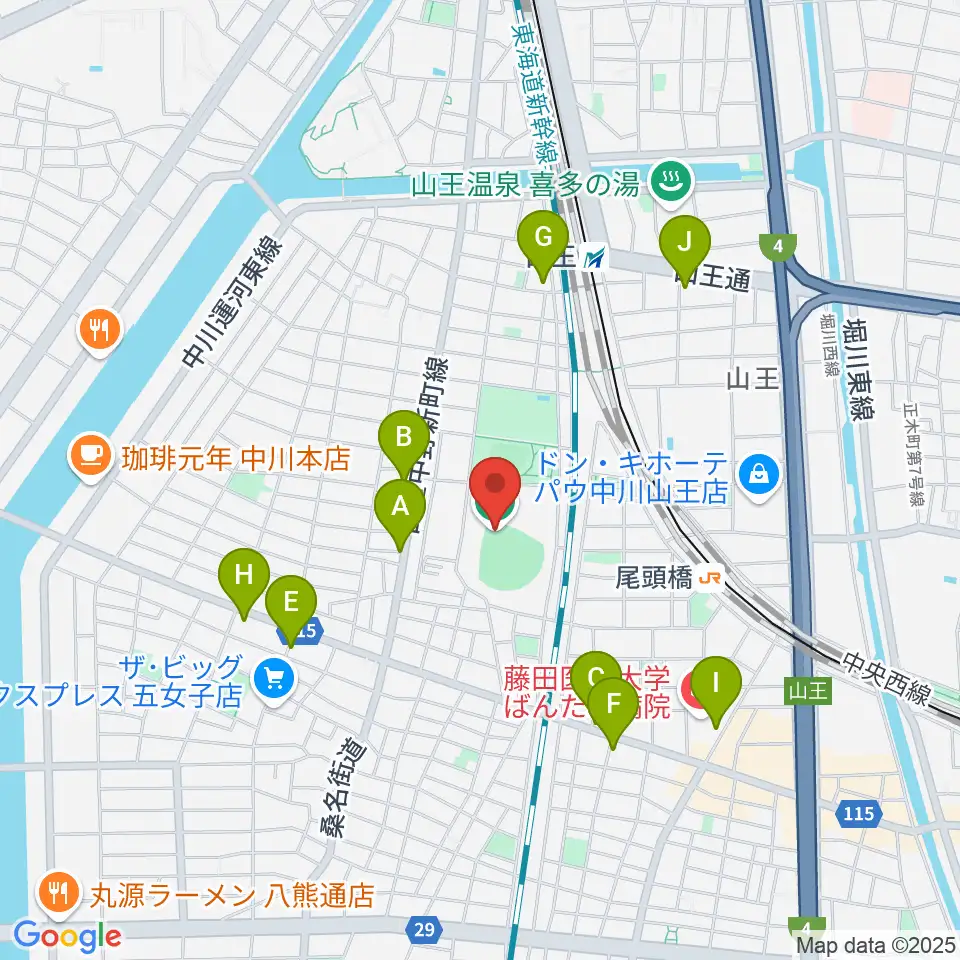 ナゴヤ球場周辺のコンビニエンスストア一覧地図