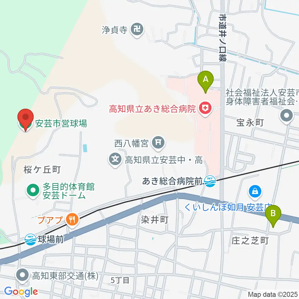 安芸市営球場（安芸タイガース球場）周辺のコンビニエンスストア一覧地図