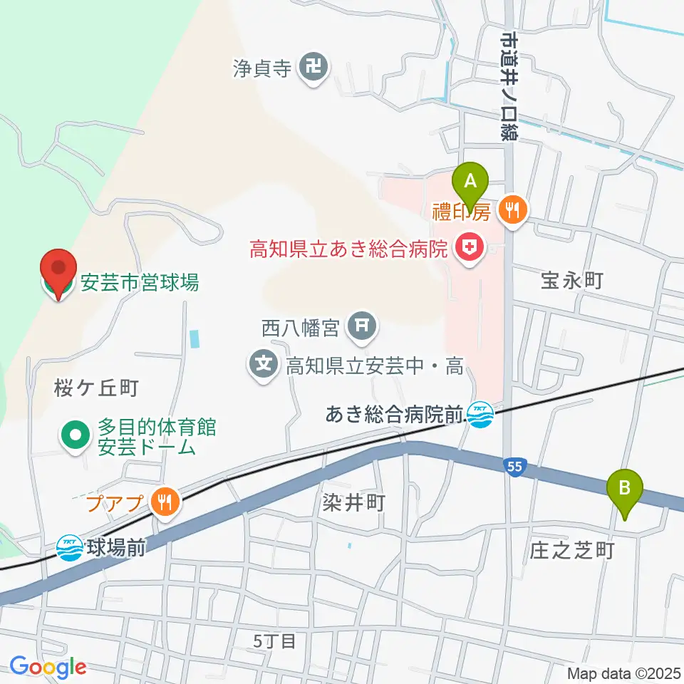 安芸市営球場（安芸タイガース球場）周辺のコンビニエンスストア一覧地図