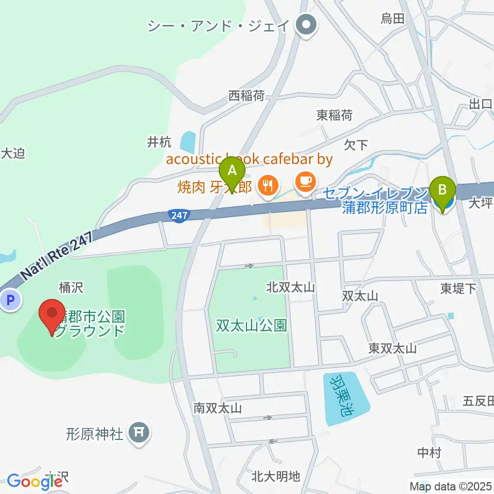 蒲郡市公園グラウンド野球場周辺のコンビニエンスストア一覧地図