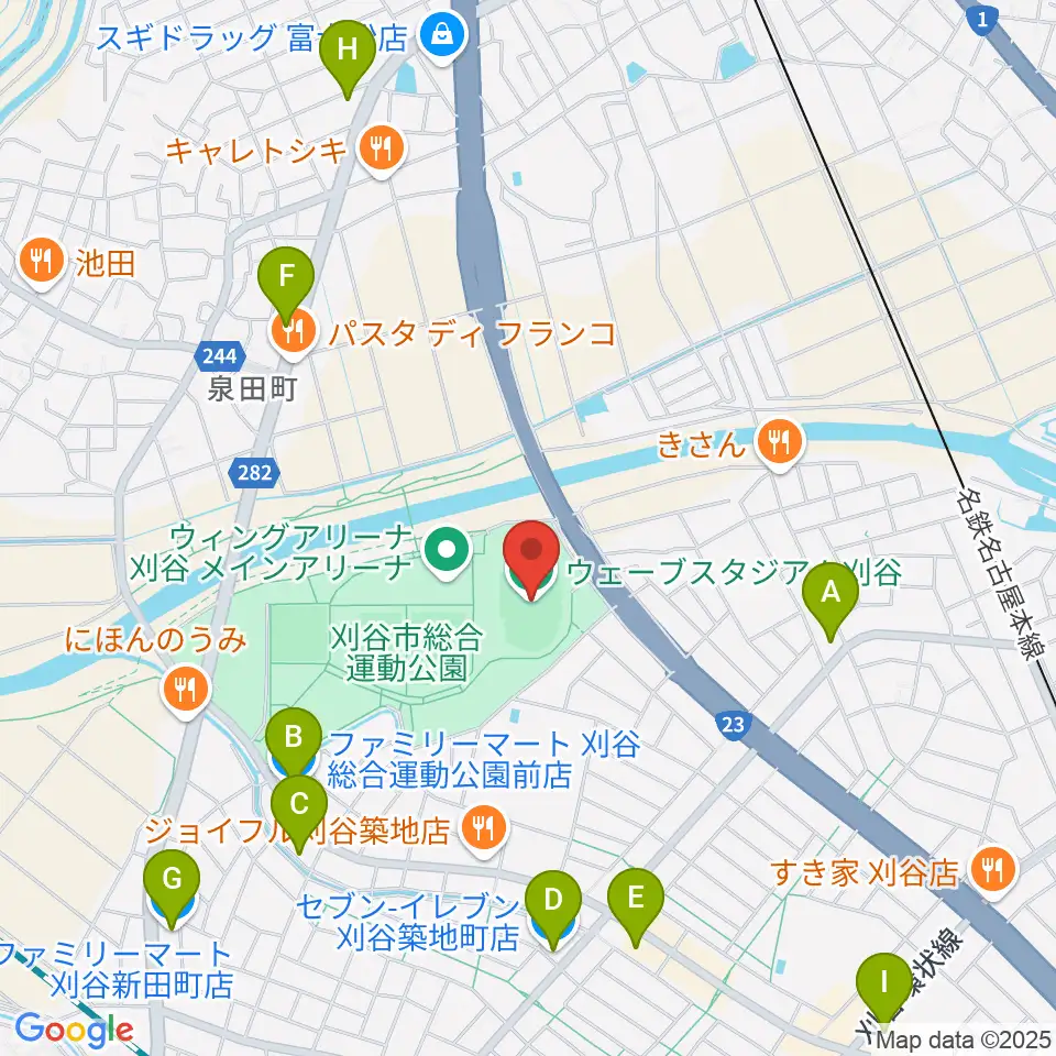 ウェーブスタジアム刈谷周辺のコンビニエンスストア一覧地図