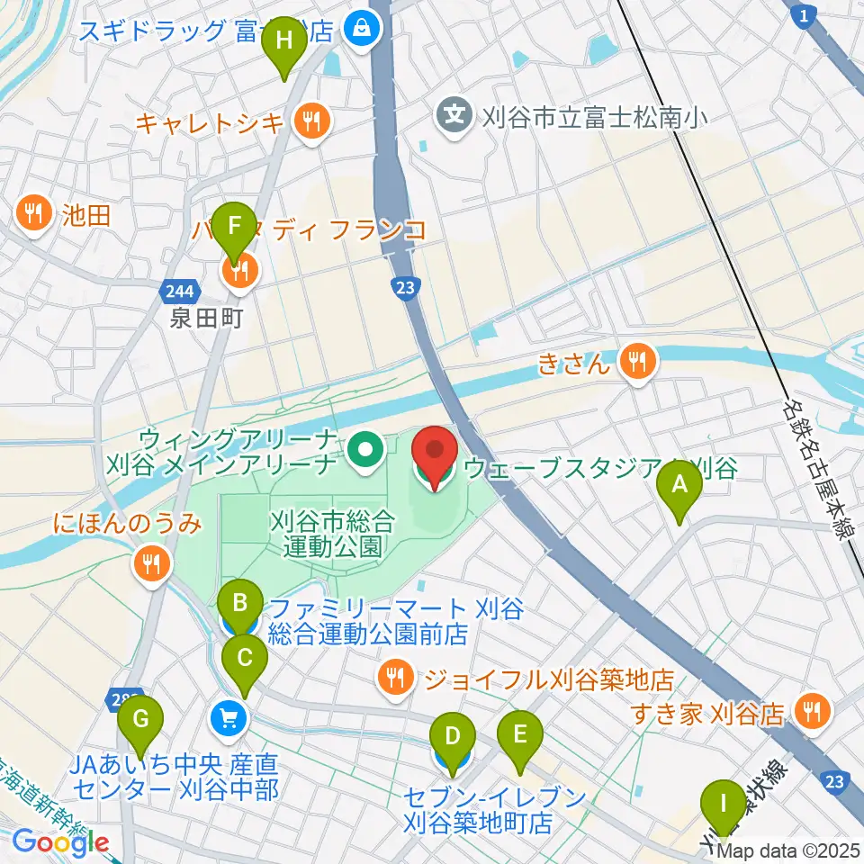 ウェーブスタジアム刈谷周辺のコンビニエンスストア一覧地図