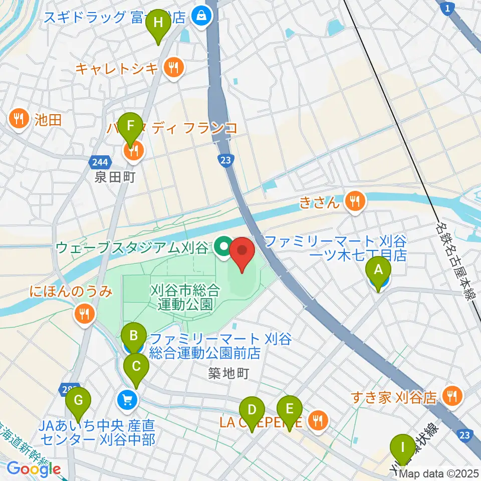 ウェーブスタジアム刈谷周辺のコンビニエンスストア一覧地図