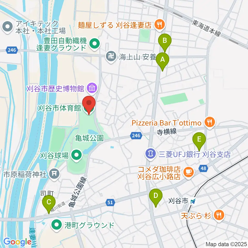 刈谷市体育館周辺のコンビニエンスストア一覧地図
