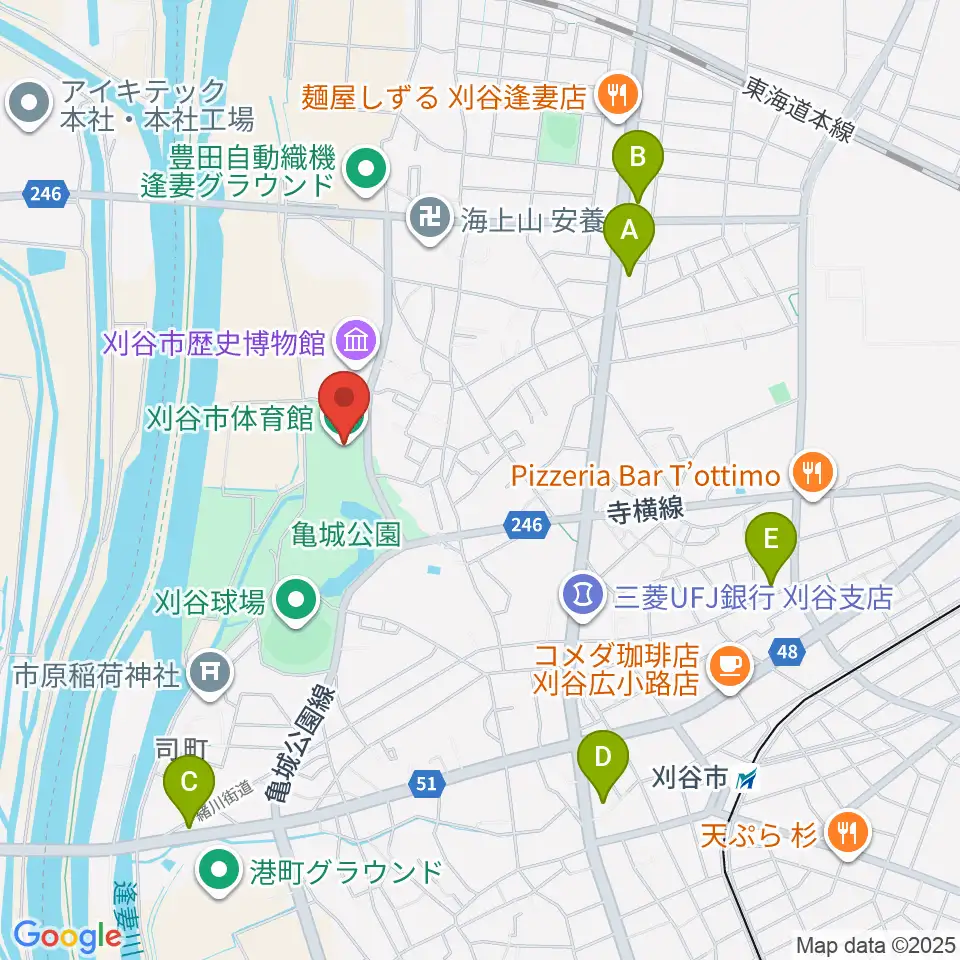 刈谷市体育館周辺のコンビニエンスストア一覧地図