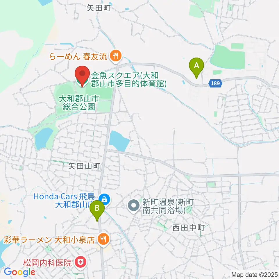 大和郡山市多目的体育館 金魚スクエア周辺のコンビニエンスストア一覧地図