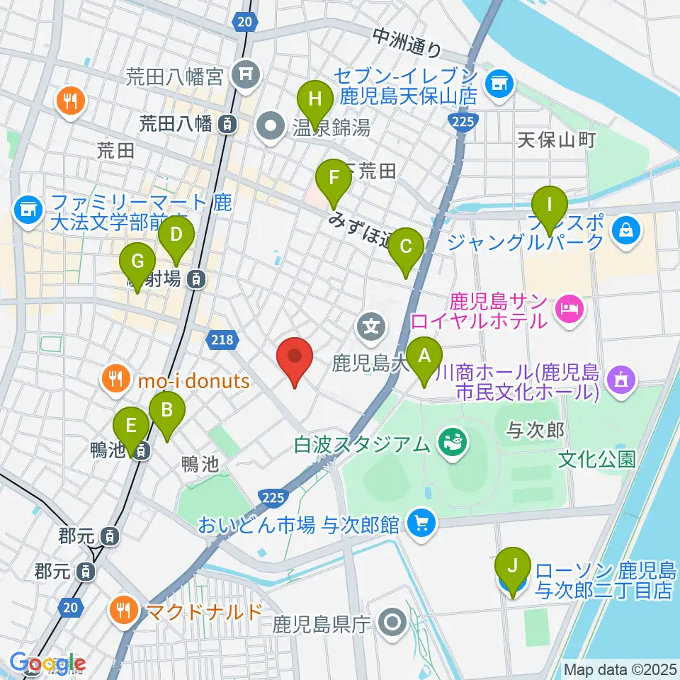 鹿児島県総合体育センター体育館周辺のコンビニエンスストア一覧地図