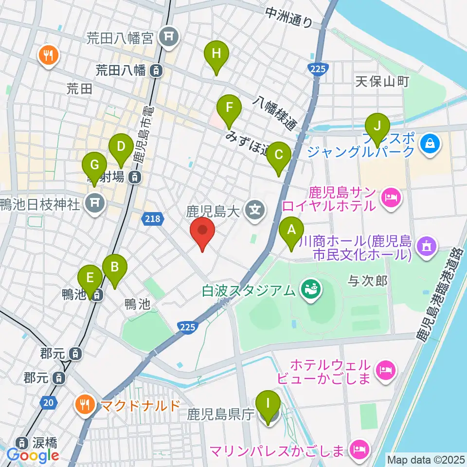 鹿児島県総合体育センター体育館周辺のコンビニエンスストア一覧地図