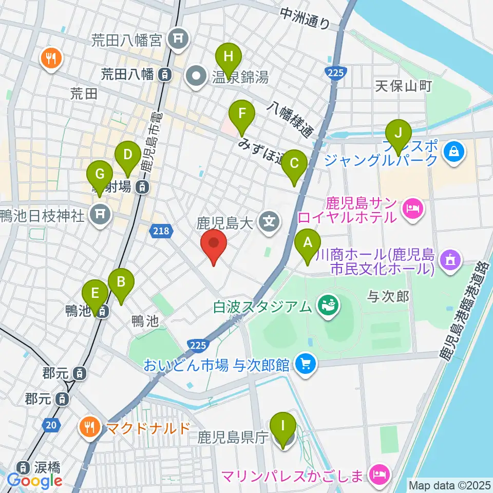 鹿児島県総合体育センター体育館周辺のコンビニエンスストア一覧地図