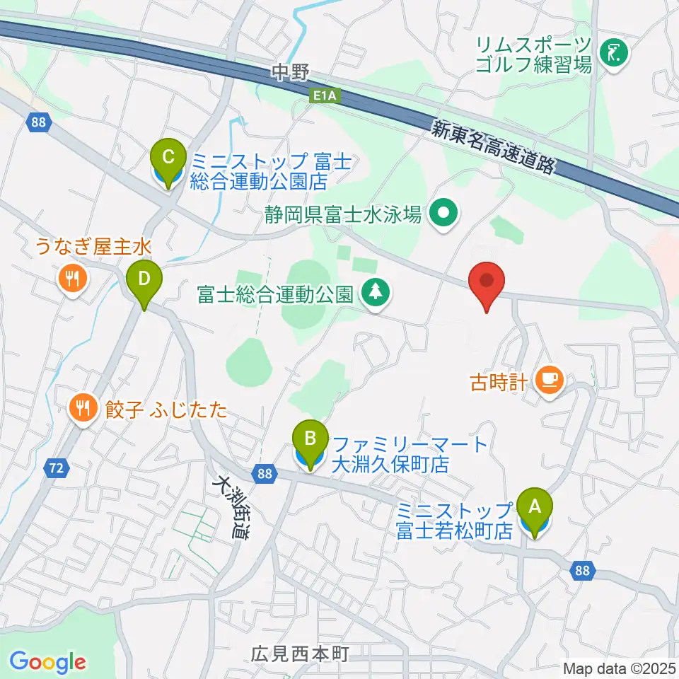 北里アリーナ富士周辺のコンビニエンスストア一覧地図