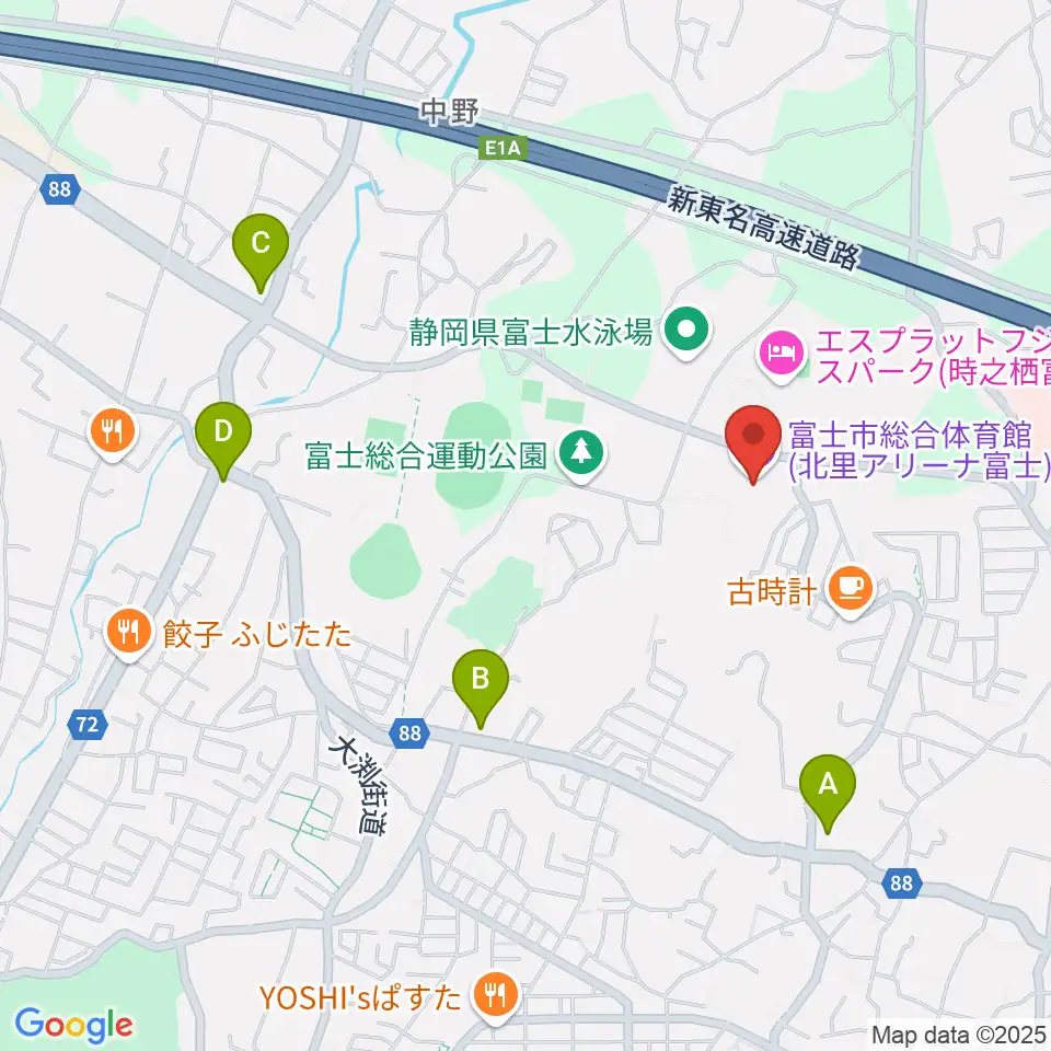 北里アリーナ富士周辺のコンビニエンスストア一覧地図