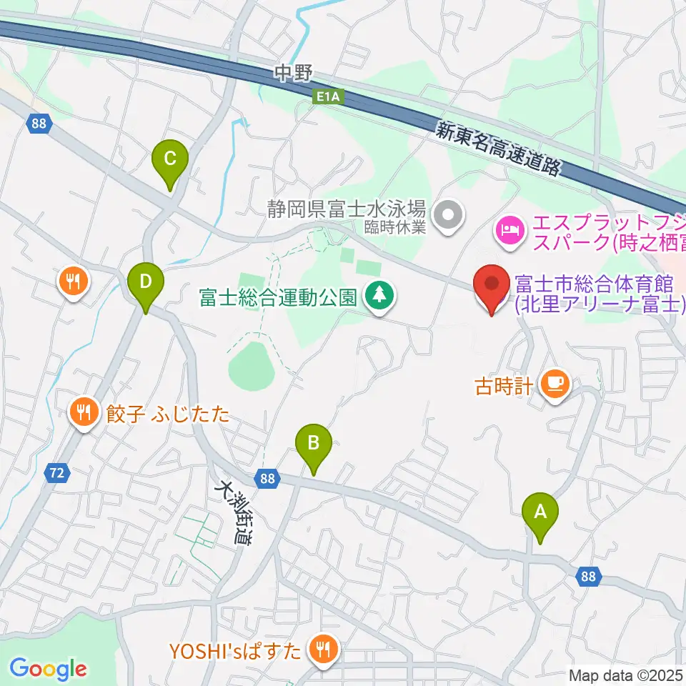 北里アリーナ富士周辺のコンビニエンスストア一覧地図