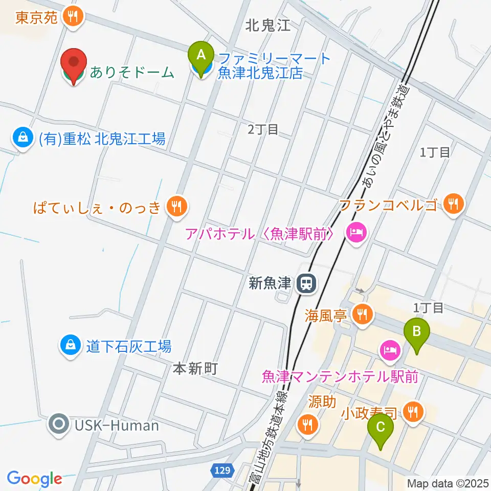 ありそドーム周辺のコンビニエンスストア一覧地図