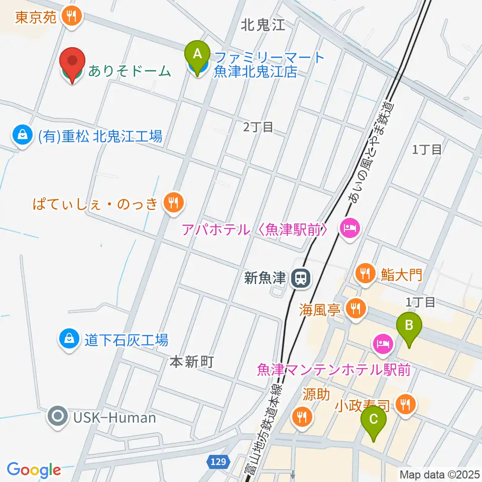 ありそドーム周辺のコンビニエンスストア一覧地図